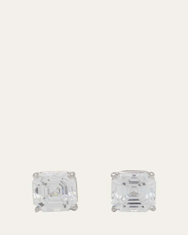 14K Yellow Gold 5ct Asscher Stud Earrings